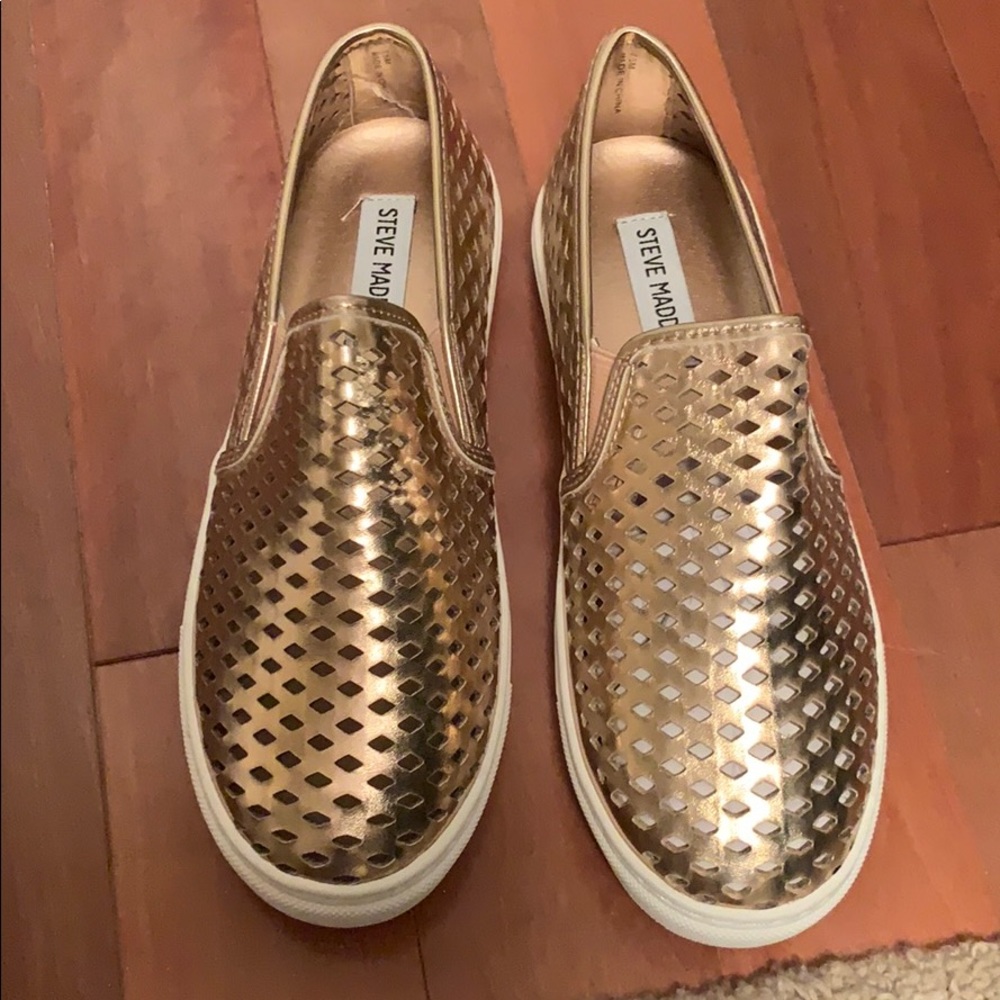 Steve Madden Gold Slip On Flats